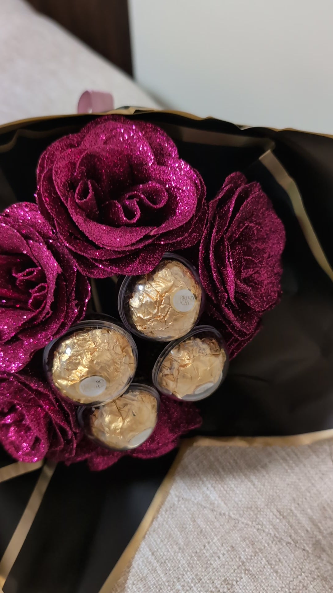 Nush glitter flower and ferroro rocher bouquet