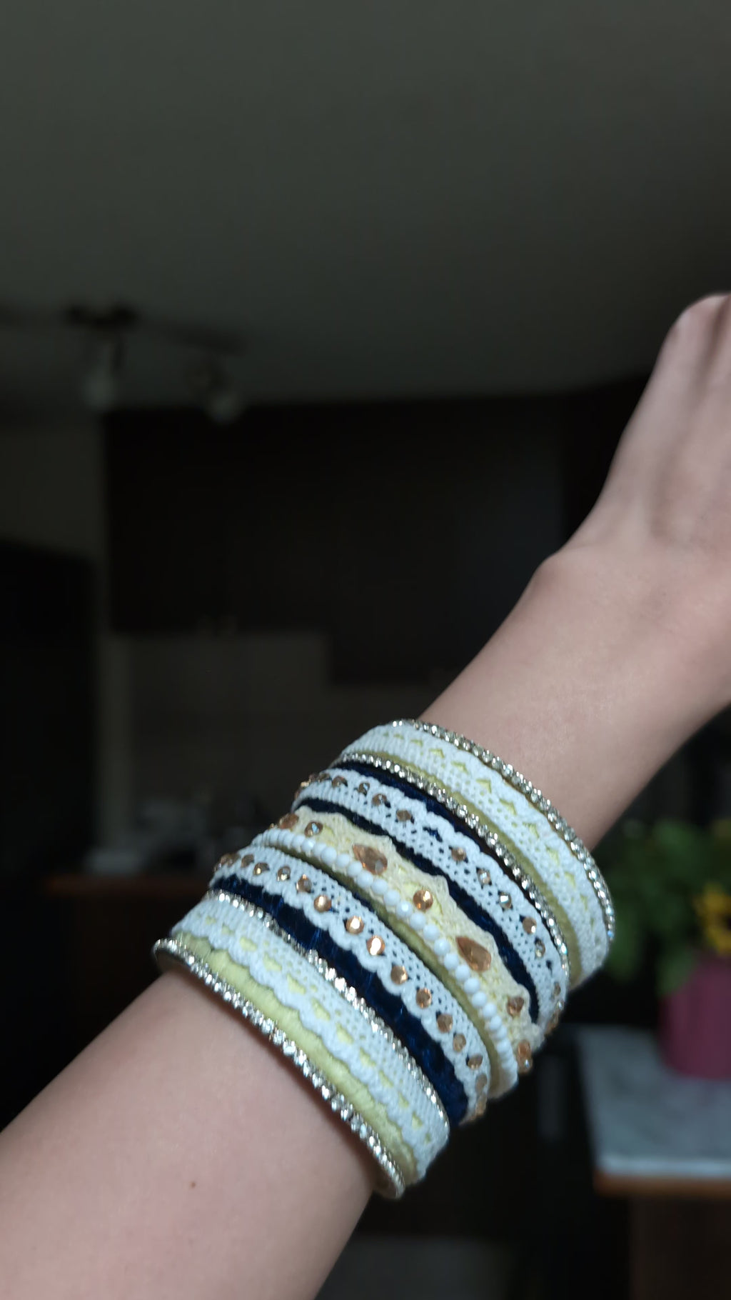 Nush handmade thread and velvet bangles. ( Can be customized)