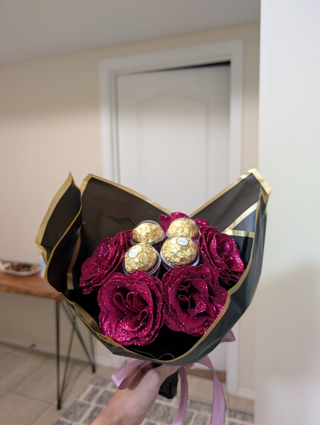 Nush glitter flower and ferroro rocher bouquet