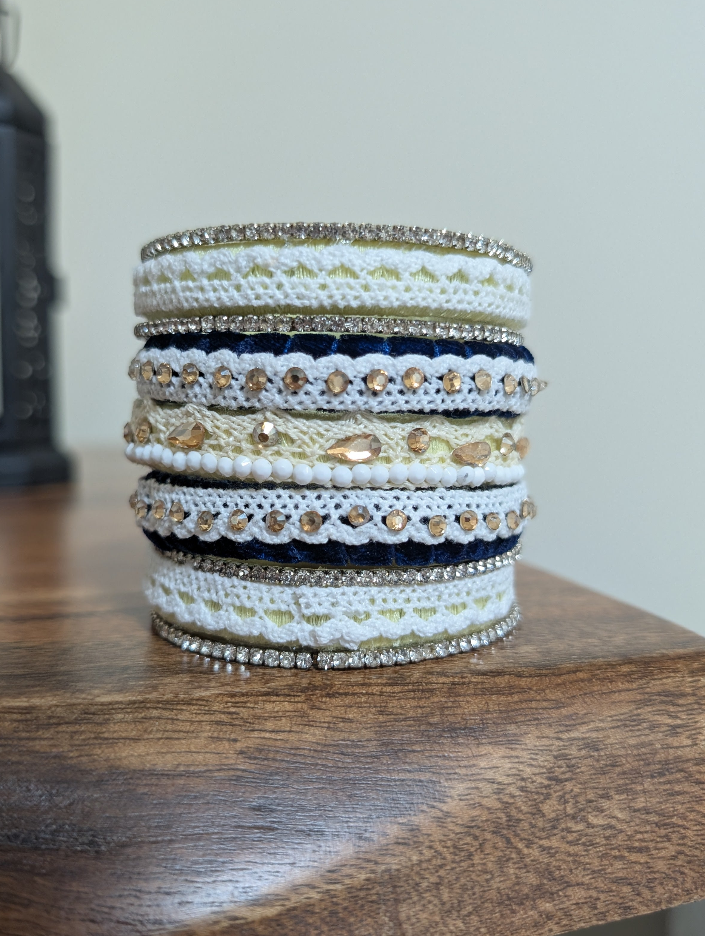 Nush handmade thread and velvet bangles. ( Can be customized)